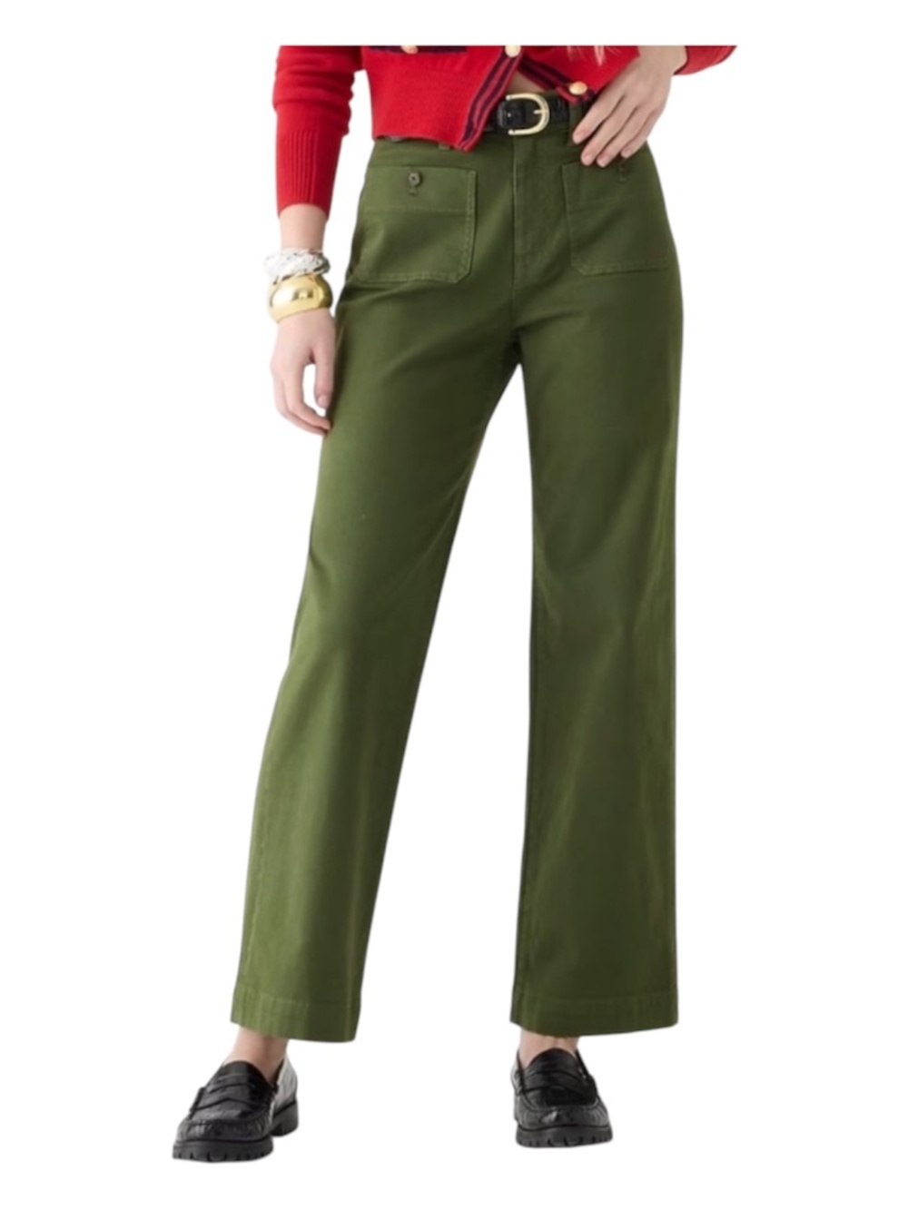 J. Crew Sailor Slim Wide Leg Chino Pant Green Size - Picture 3 of 12